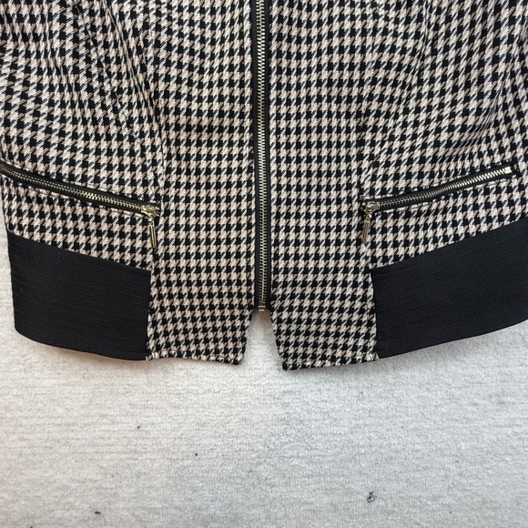 WHITE HOUSE BLACK MARKET Houndstooth Blazer Jacket Women Size 12 Black Beige - Picture 4 of 7
